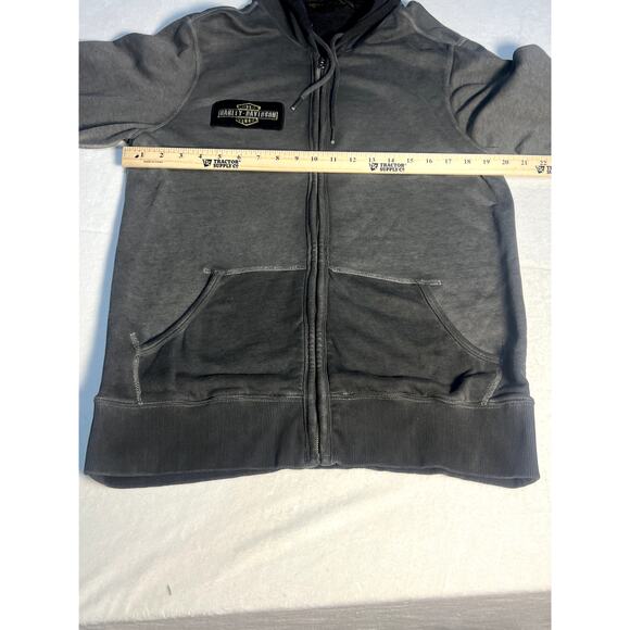 Harley-Davidson Men’s Zip-Up Grey Hooded Sweatshirt Size Large - Picture 7 of 10